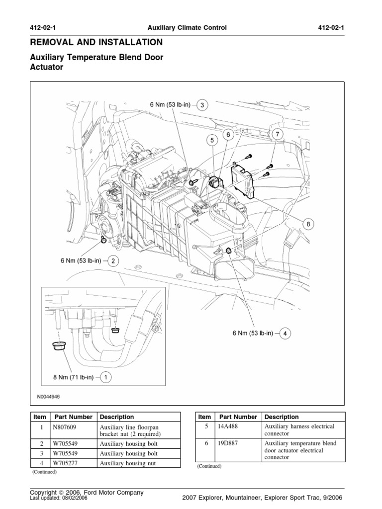 Auxiliary Temperature Blend Door Actuator Removal and Installation PDF