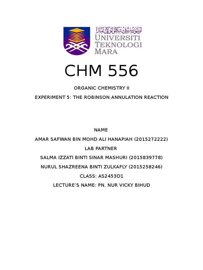 Robinson Annulation Reaction Report | PDF | Unit Processes | Physical ...