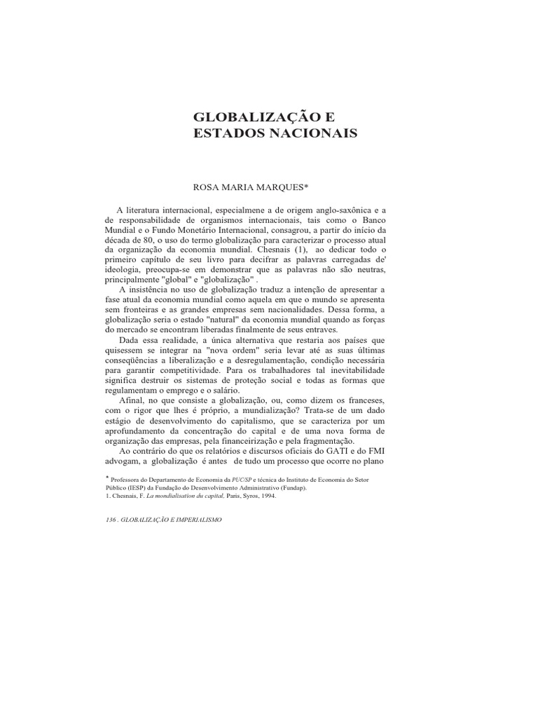 De Acordo Com Esse Texto A Globalização Favoreceu