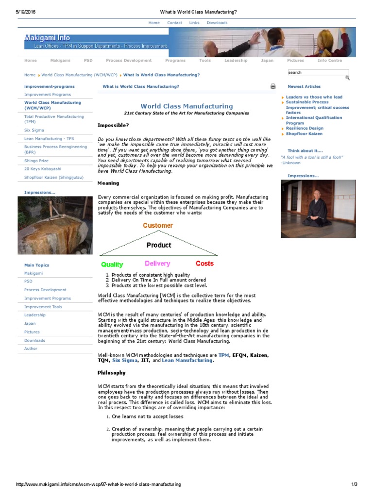 What Is World Class Manufacturing Lean Manufacturing Business Process
