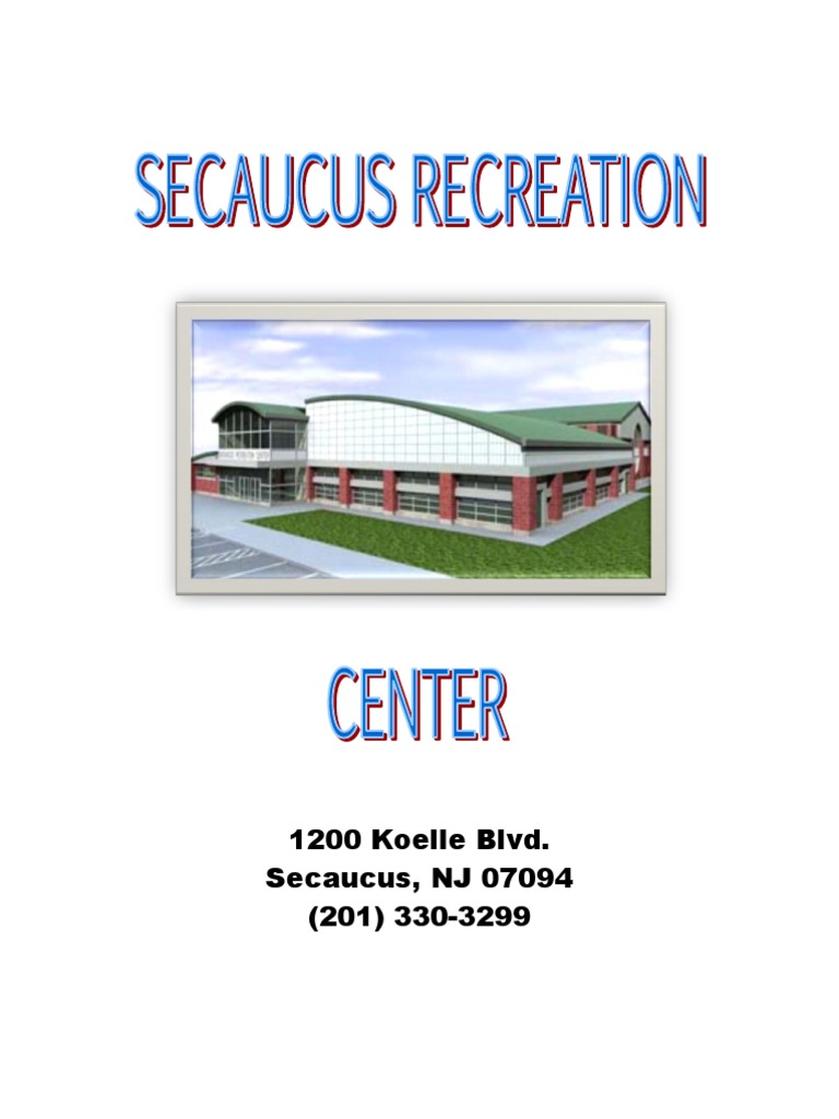 Secaucus Recreation Center Membership Booklet PDF Fee Credit Card