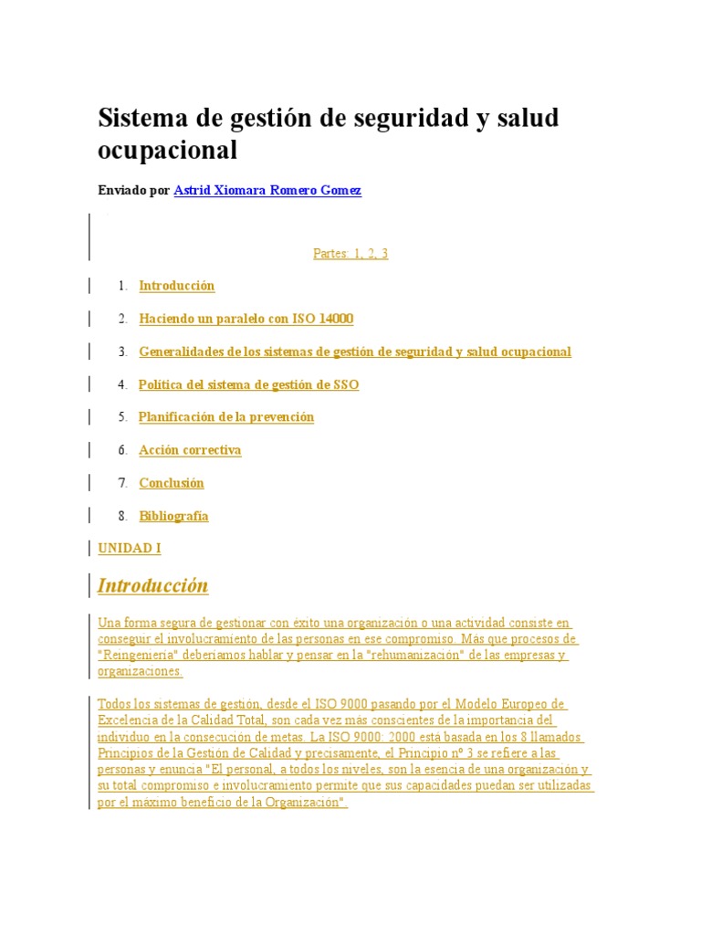 Gestión de Seguridad y Salud Ocupacional | PDF | Seguridad y salud ...