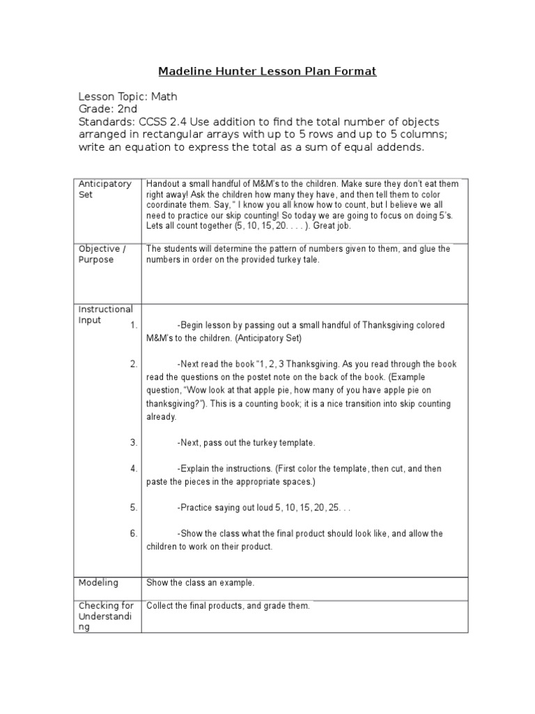 2nd Grade Math Lesson Plan: Skip Counting | PDF | Self-Improvement