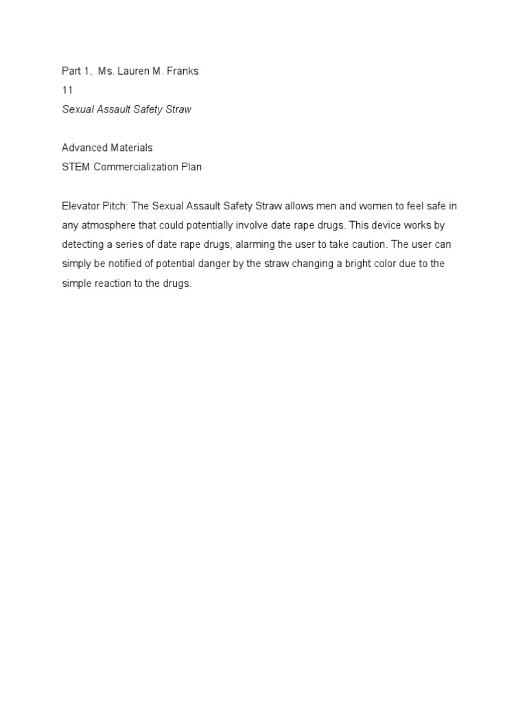 Safety Straw for Date Rape Drug Detection | PDF | Sexual Assault | Rape
