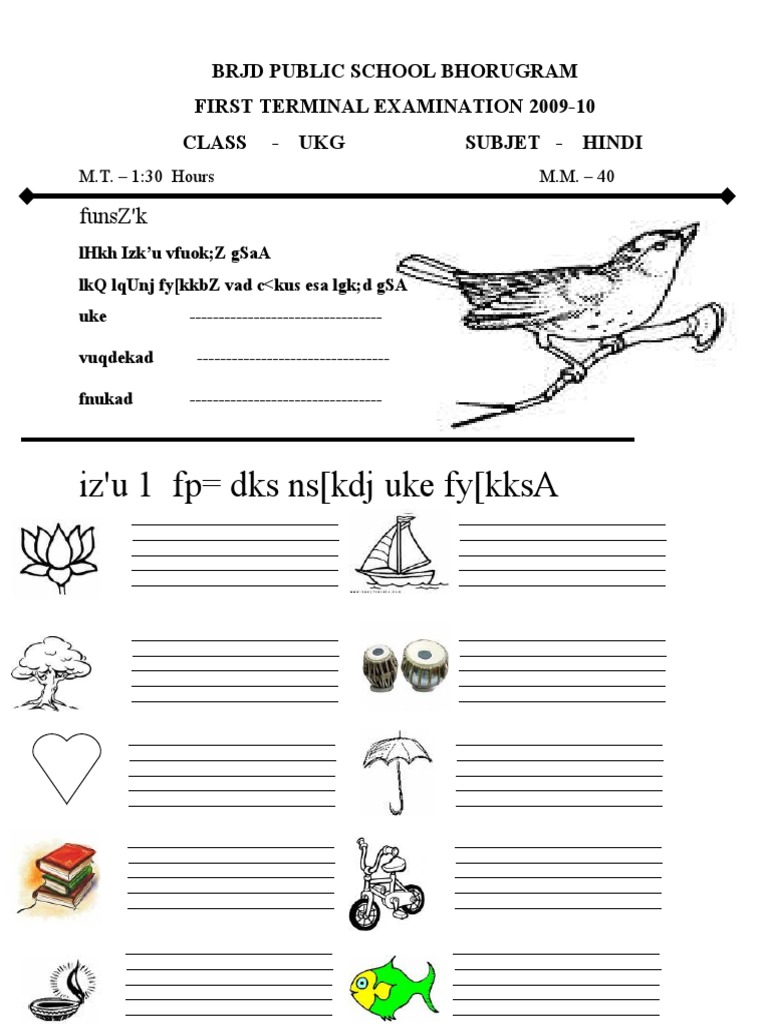 Printables Model Question Paper For Lkg Cbse ukg hindi