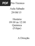 Aviso Aula Extra PT