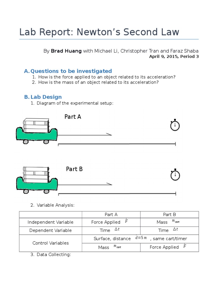 Lab Report Newton's Second Law PDF Force Mass