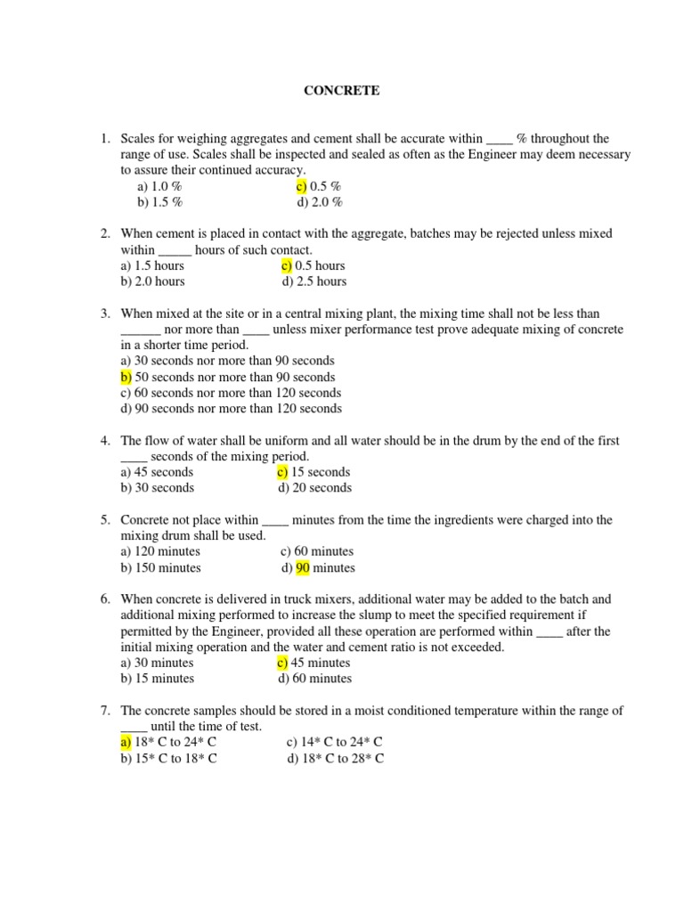 Materials Engineer Examination With Answers SET1 PDF PDF Road