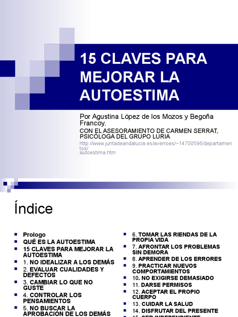 15 claves para mejorar la autoestima | PDF | Autoestima | Metafísica de ...