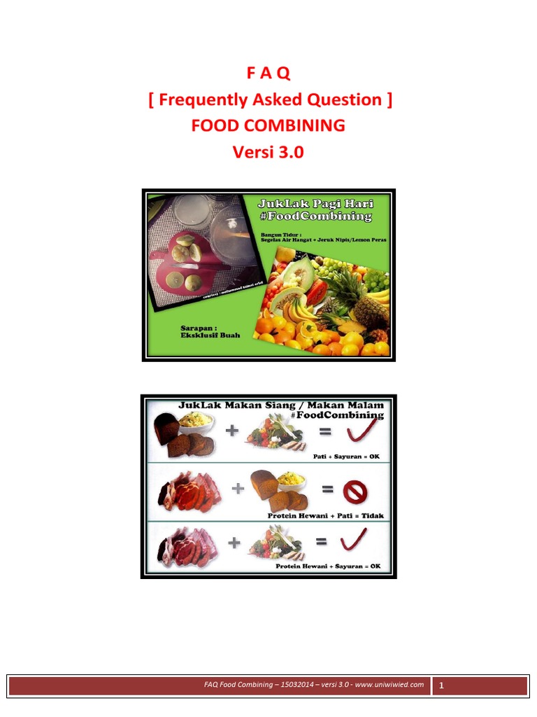 FAQ Seputar Food Combining Versi 3.0 PDF | PDF | Kesehatan Holistik