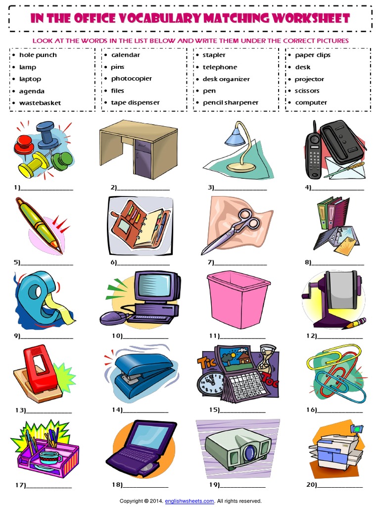 in-the-office-esl-vocabulary-matching-exercise-worksheet-pdf
