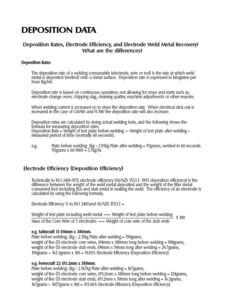 CIG WELD Deposition Rate PDF Download Free PDF Welding Construction