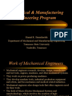 Mechanical & Manufacturing Engineering Program