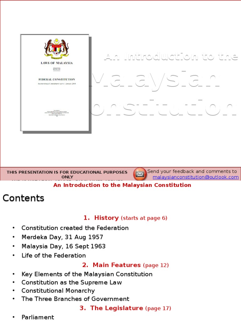 The Malaysian Constitution Government Institutions Public Law