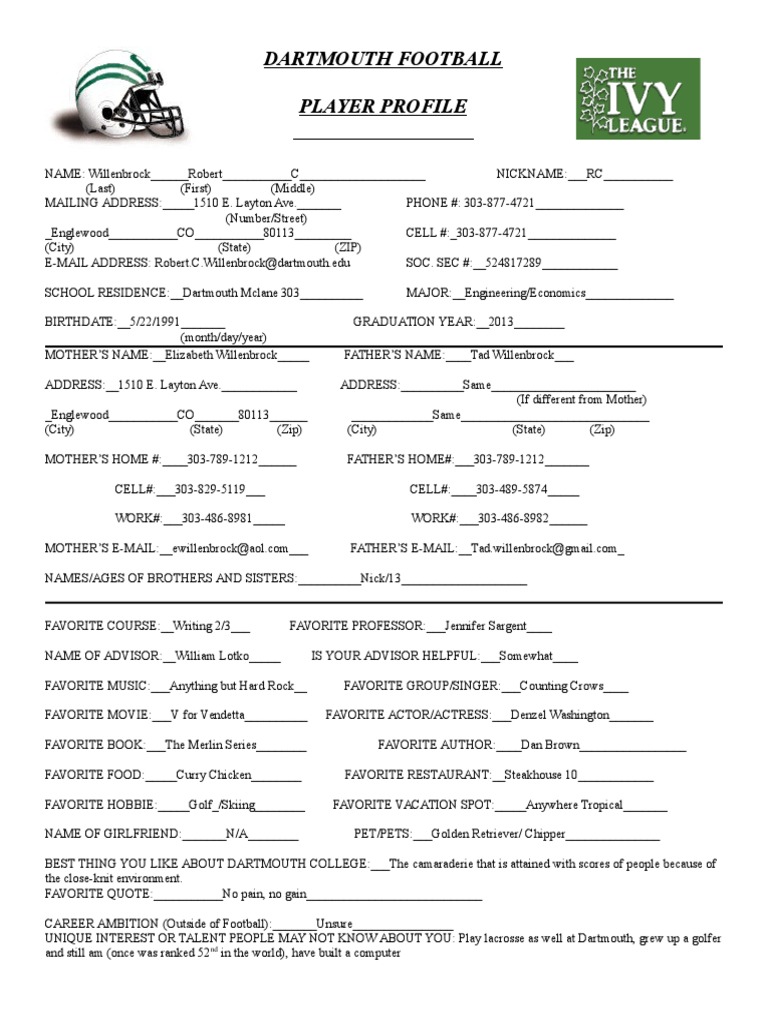 2010 Player Profile | PDF | Politics | Sports & Recreation