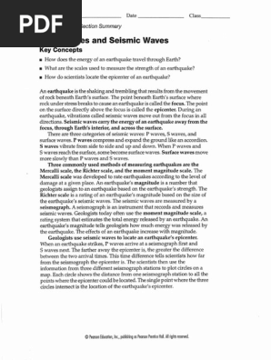 Earthquakes Seismic Waves Worksheet Pdf Pdf