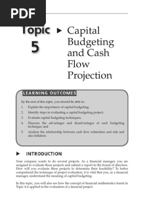 Capital Budgeting and Cash Flow Projection