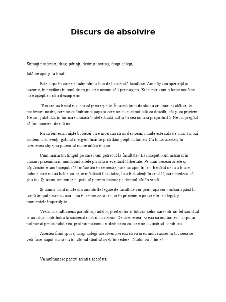 Discurs De Absolvire