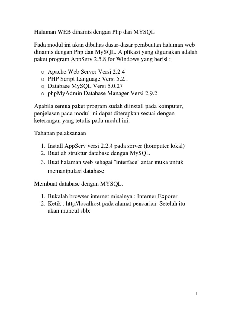 Halaman Web Dinamis dengan PHP & MySQL | PDF | Komputer