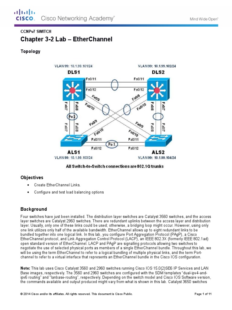 Ccnpv7 Switch Lab3-2 Etherchannel Student | PDF | Network Switch ...
