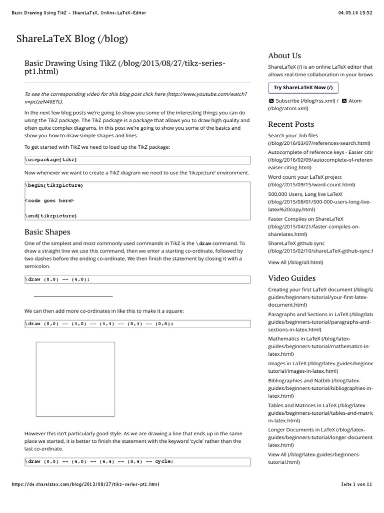 Basic Drawing Using TikZ ShareLaTeX, OnlineLaTeXEditor PDF