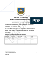 Addendum to the Final Time Table May 2016