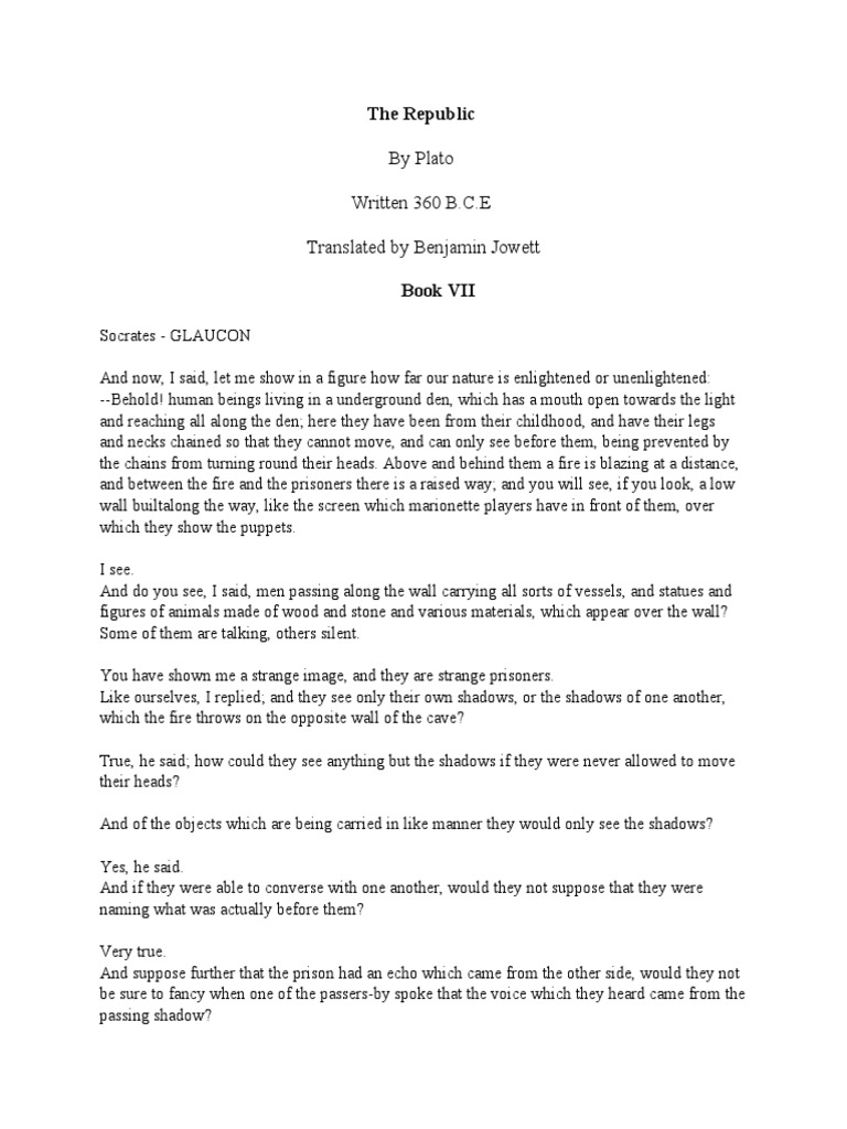 Plato Republic VII Download Free PDF Reason Nous