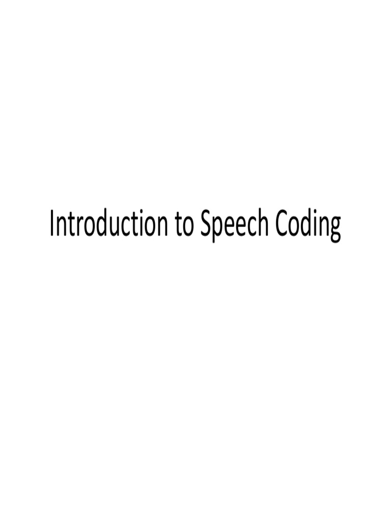 SpeechCoding PDF | PDF