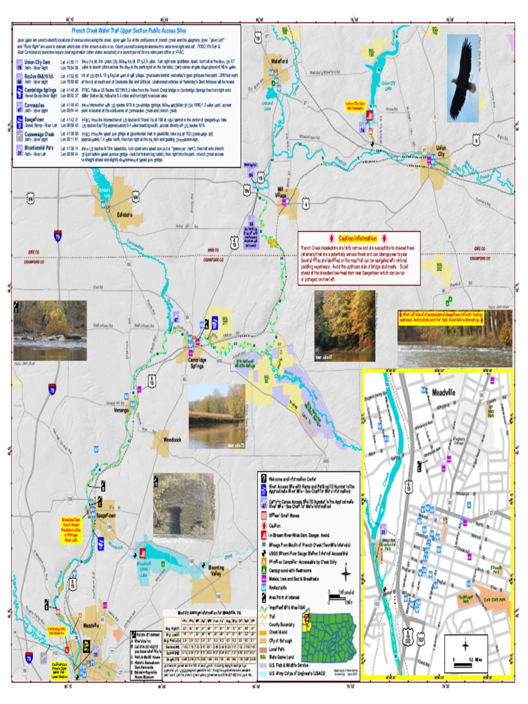 Map of Upper French Creek Hydrology Bodies Of Water Free 30day