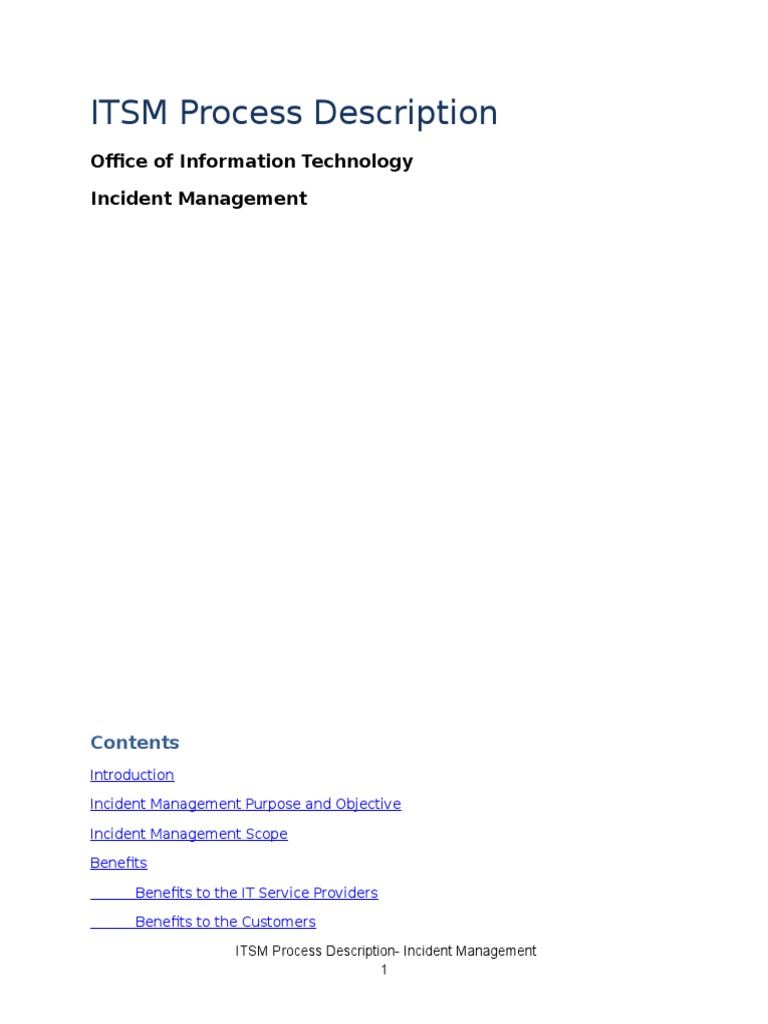 Incident Management Process Descriptions | PDF | Incident Management | Itil