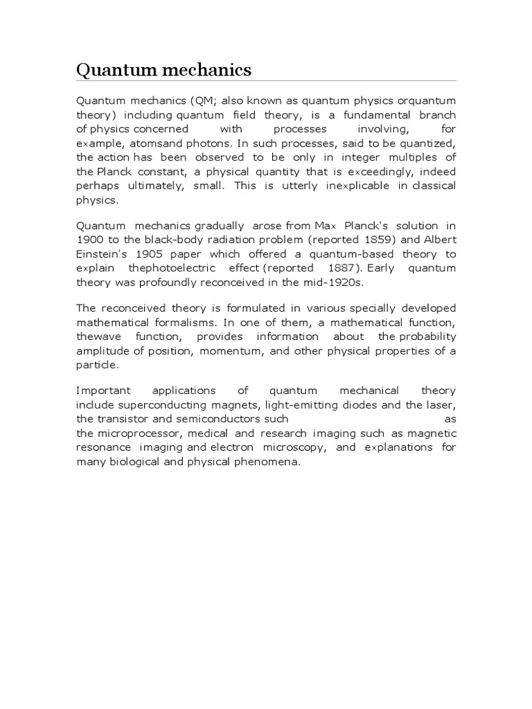 Understanding Quantum Mechanics and Relativity | PDF | General ...