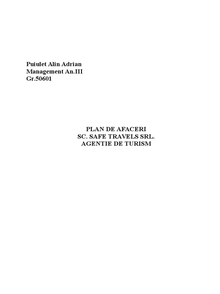 Proiect IMM Ag - Turism | PDF
