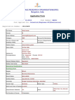 Indian Space Research Organisation (Isro) Bangalore, India: Application Form