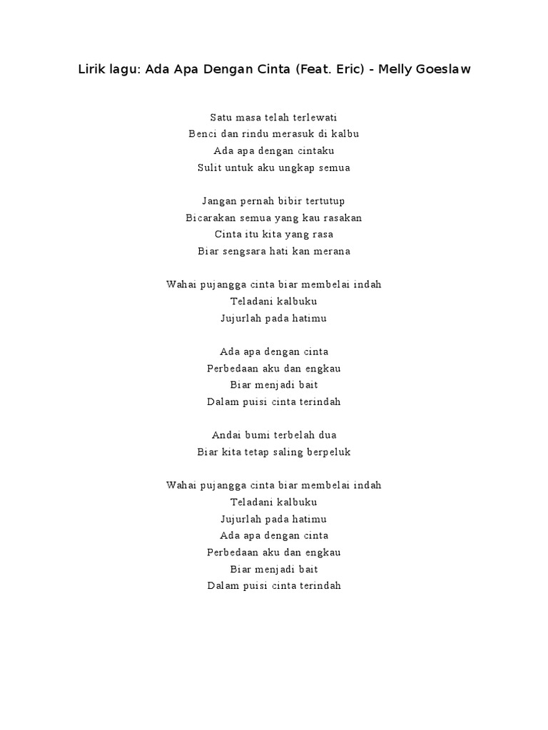 Teks Lagu Ada Apa Dengan Cinta - Berbagi Teks Penting
