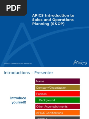 Apics Introduction To S Op Pdm Pdf Logistics Inventory