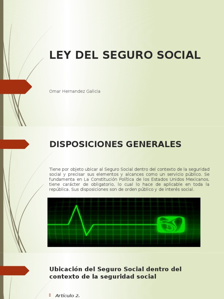 Ley del Seguro Social: Disposiciones Generales | PDF | Salario | Seguro