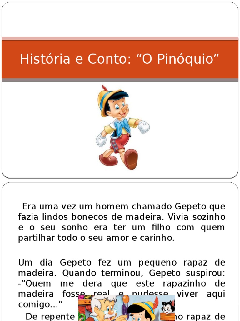 A História de Pinóquio Resumida | PDF | Contos | Lazer
