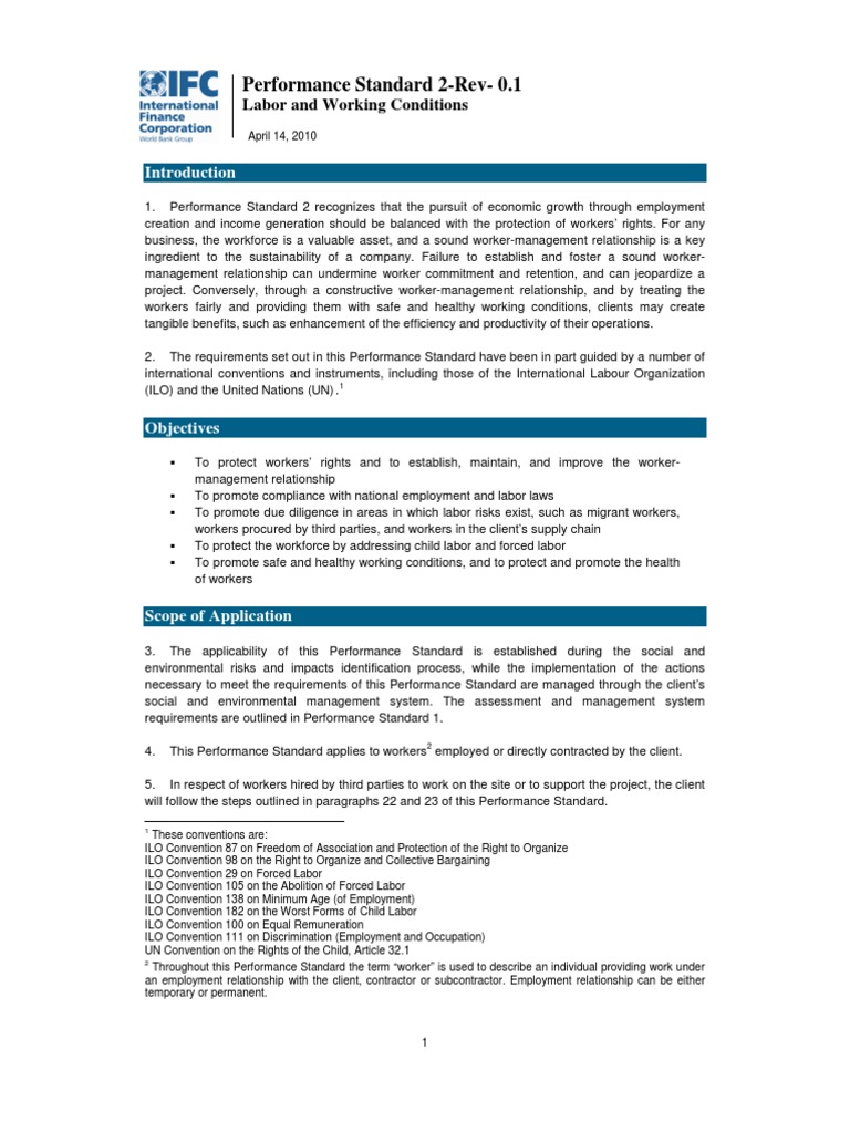 Performance Standard 2-Rev - 0.1-Clean: Labor and Working Conditions ...