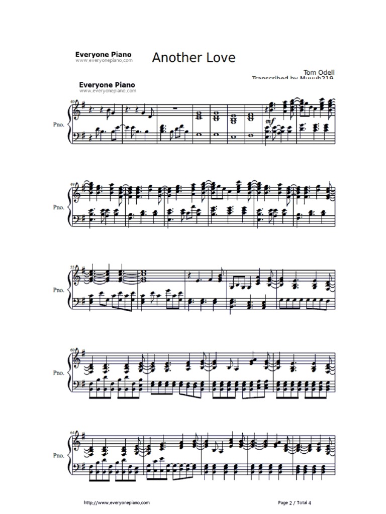 Another Love Piano Sheet Music Pdf