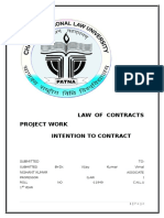 Law of Contracts Project Work Intention To Contract: Submitted TO Dr. Vijay Kumar Vimal Nishant Kumar