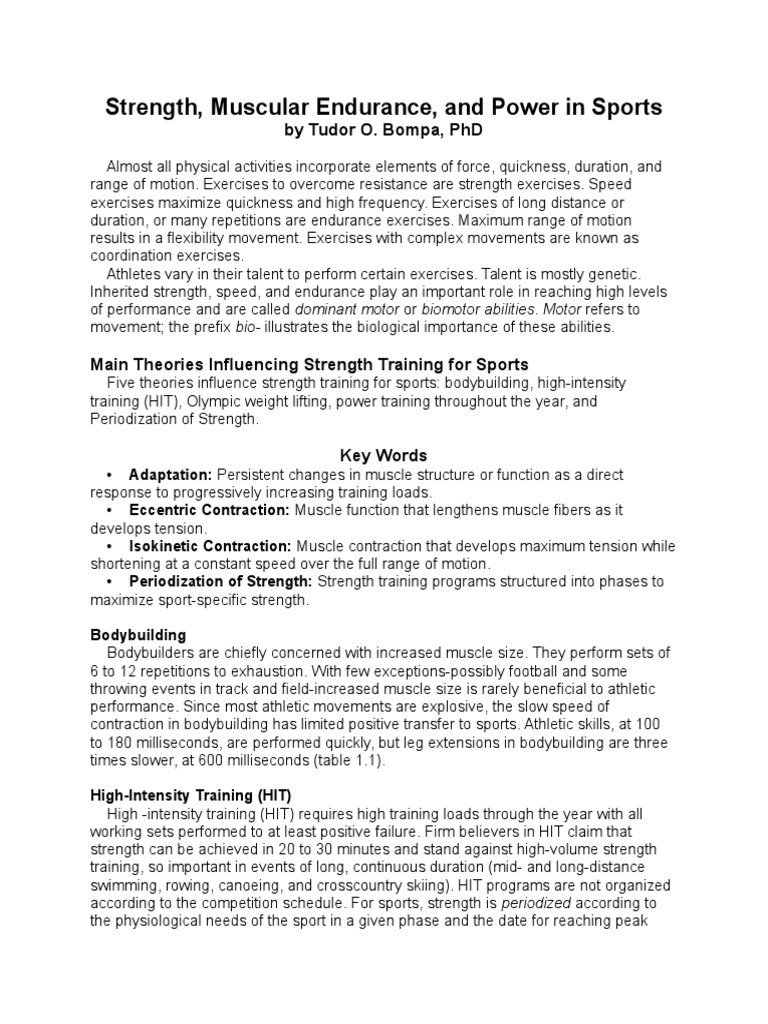 Strength, Muscular Endurance, and Power in Sports by Tudor O. Bompa