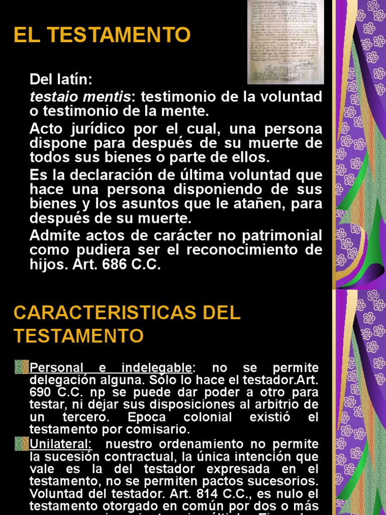 Características del Testamento en Panamá | PDF | Voluntad y testamento ...