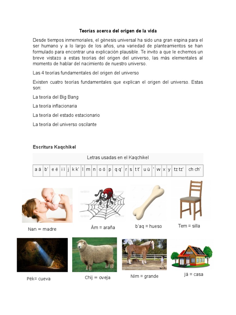 Abecedario en Kaqchikel Con Dibujos