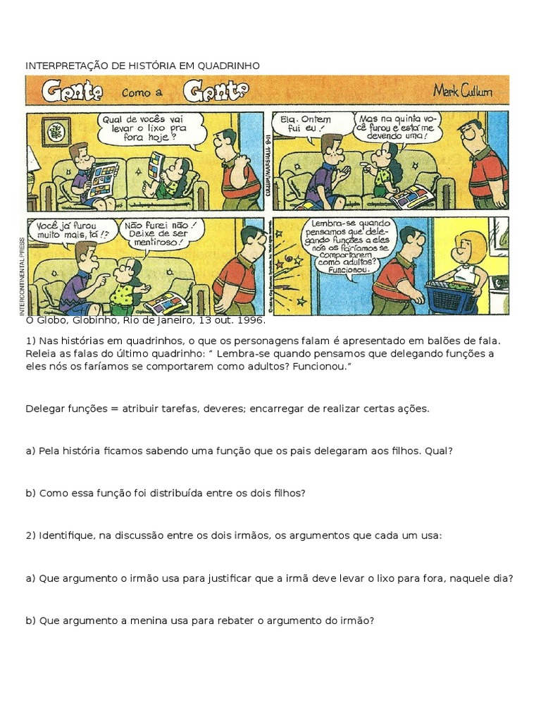 Interpretação de História em Quadrinhos | PDF | Quadrinhos | Comportamento