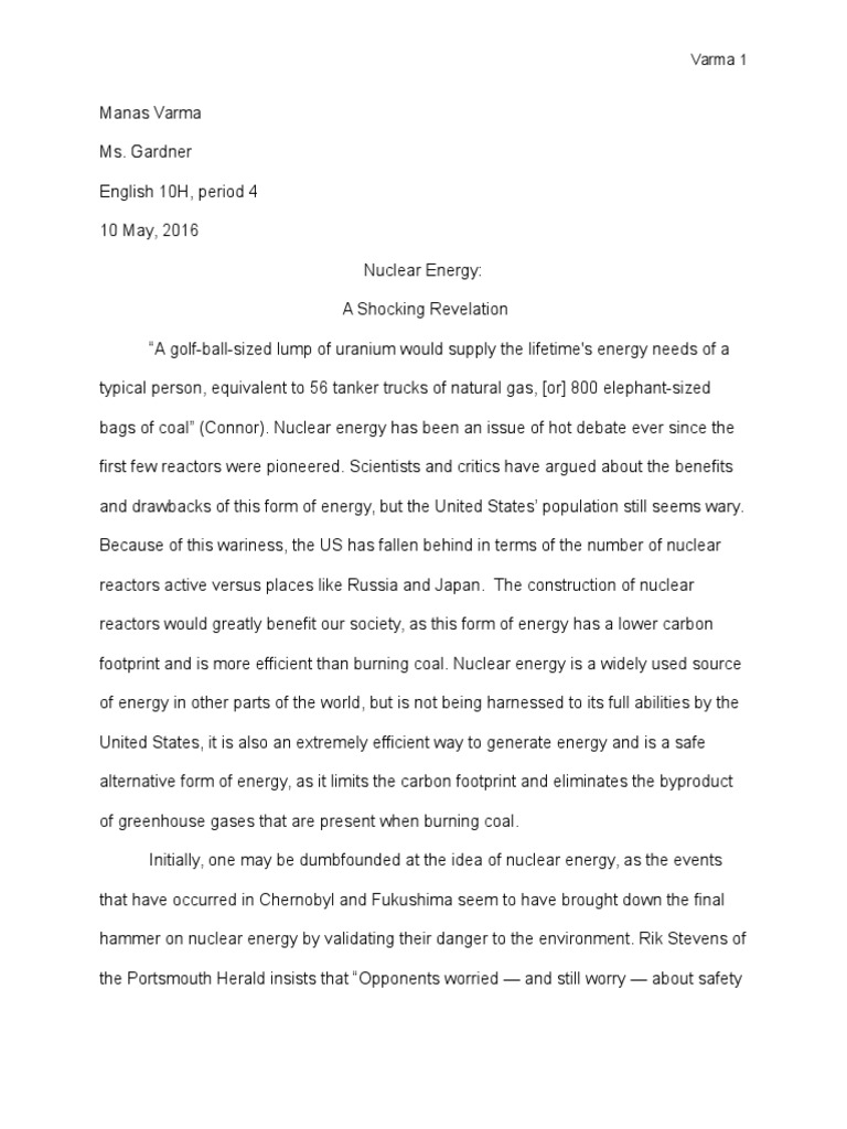 thesis statement on nuclear energy
