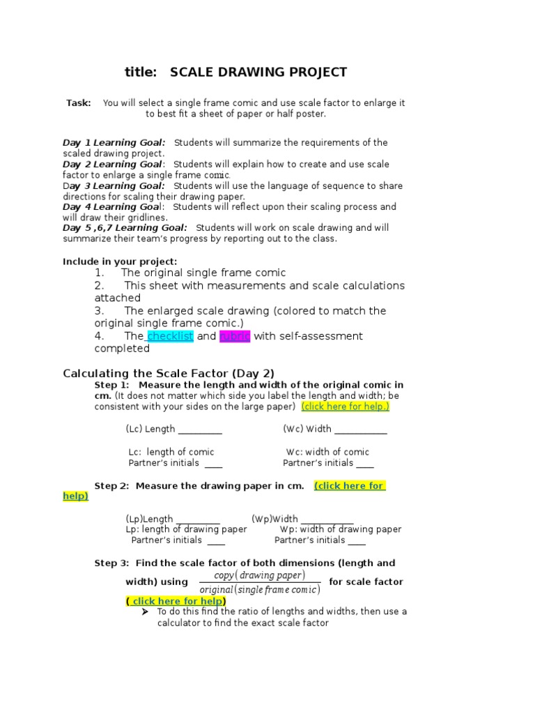 Scale Drawing Project With Complete Links PDF Drawing Rectangle