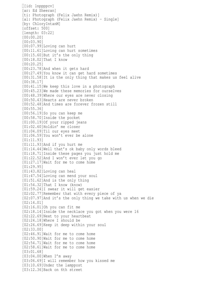 Ed Sheeran Photograph (Felix Jaehn Remix) PDF