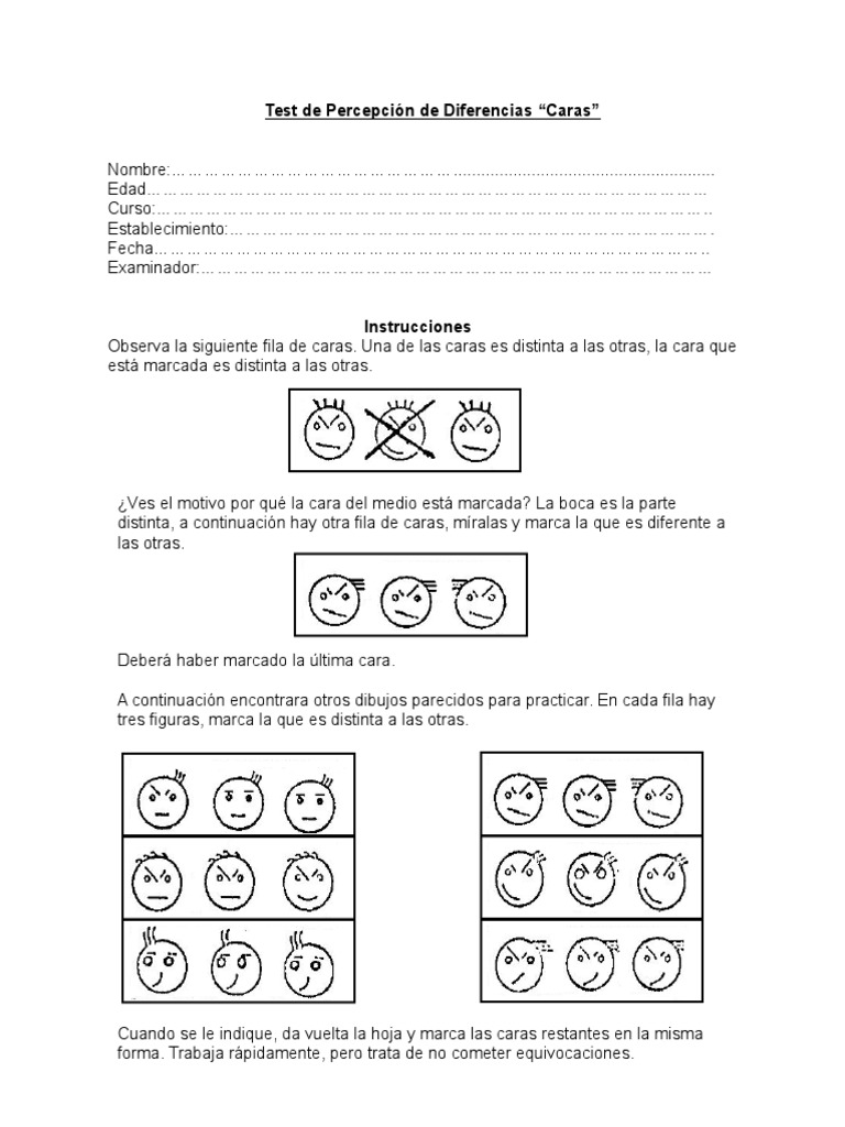 Test caras pdf computadoras