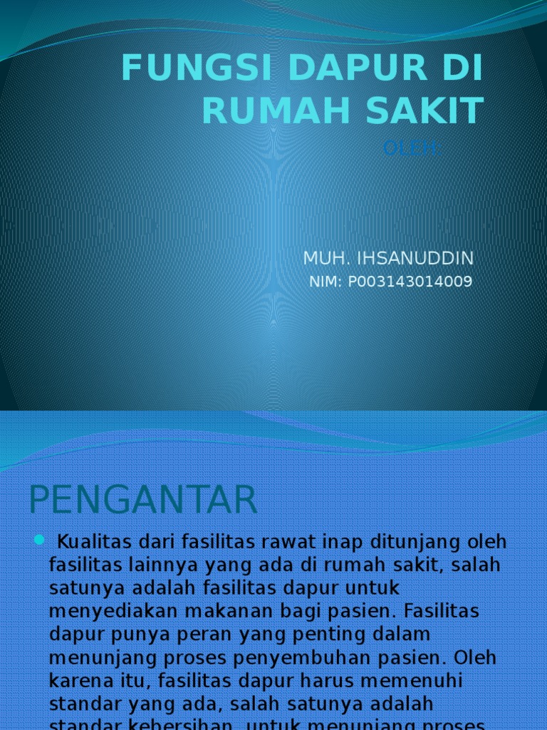 Fungsi Dapur Di Rumah Sakit