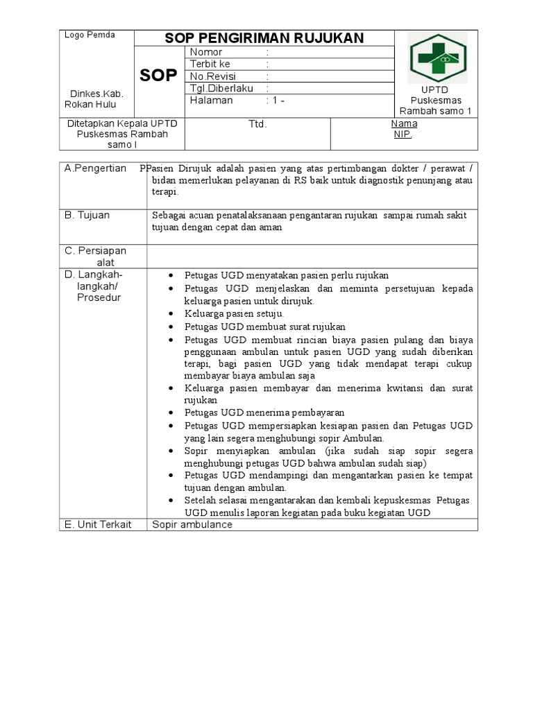 Sop Pengiriman Rujukan